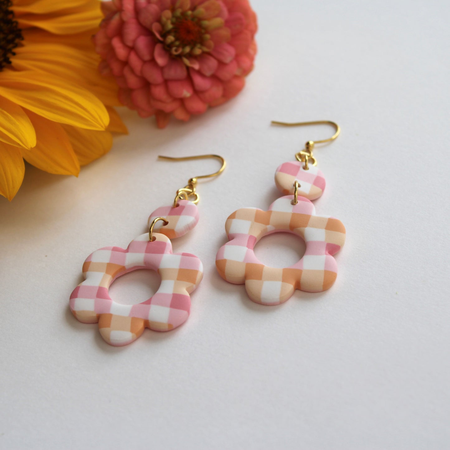 Orange and Pink Gingham in Flora