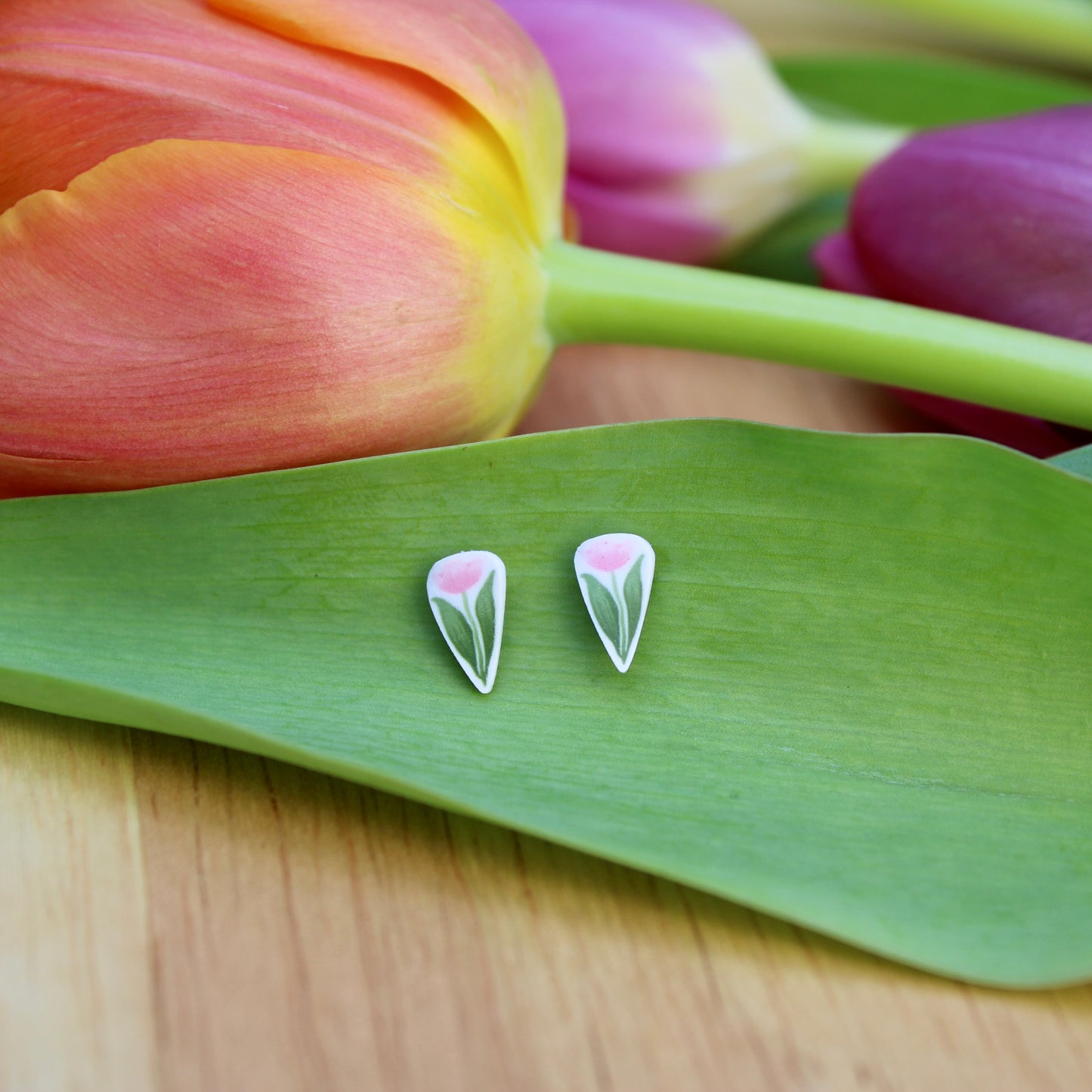 Pink Tulip Studs