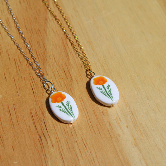 California Poppy Necklace