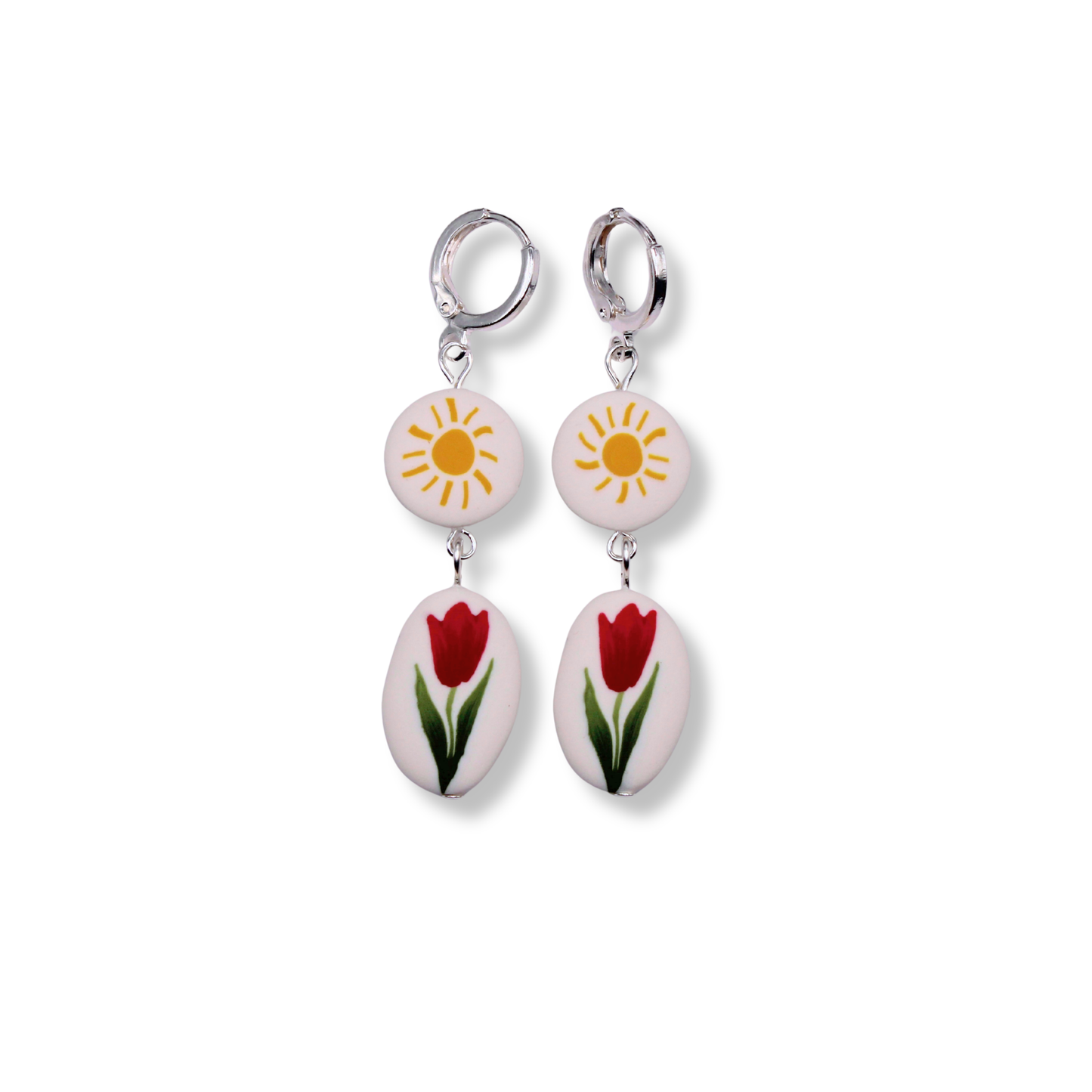 Magenta Tulip and Sun Hoops