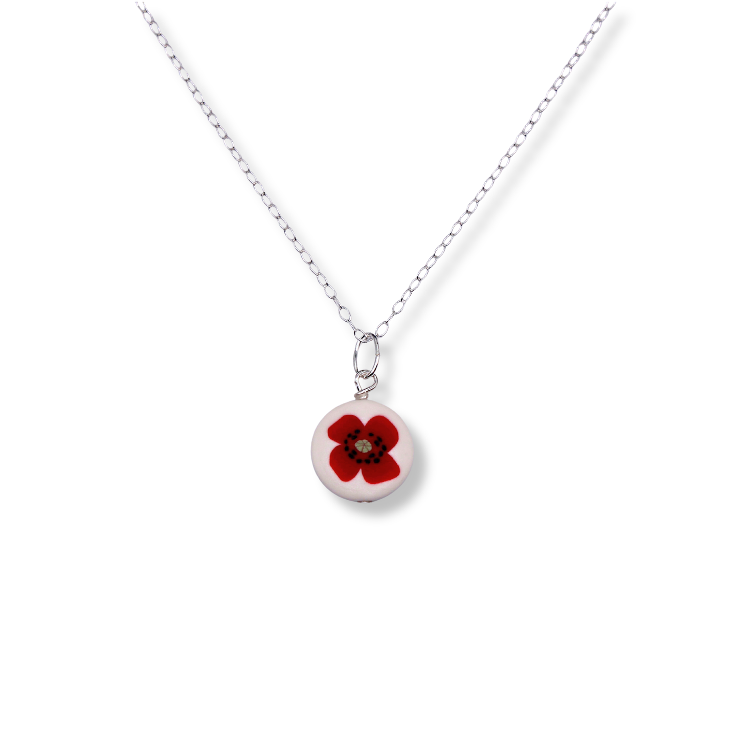 August Birth Month Flower Necklace - Circle Pendant