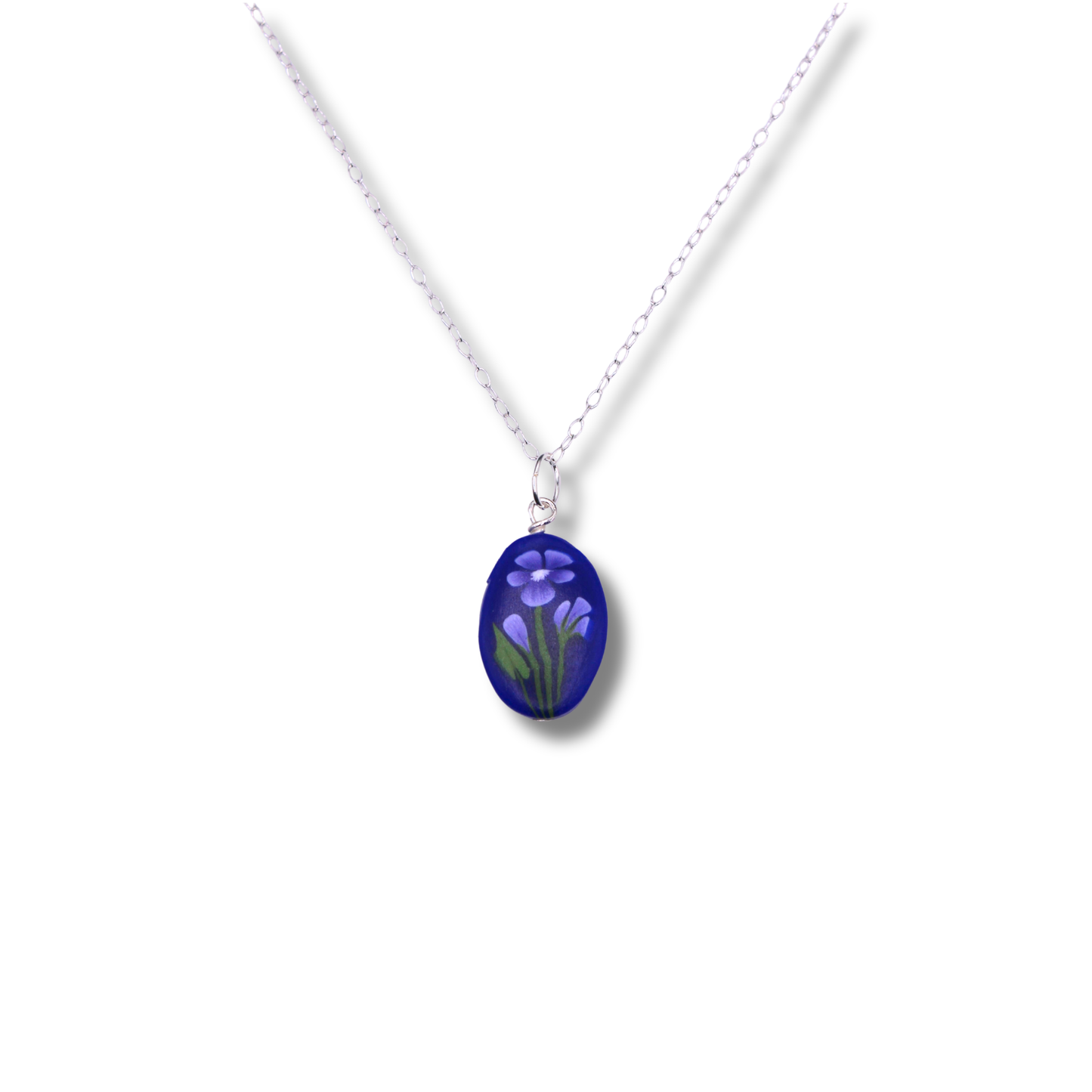 February Birth Month Flower Necklace - Oval Pendant