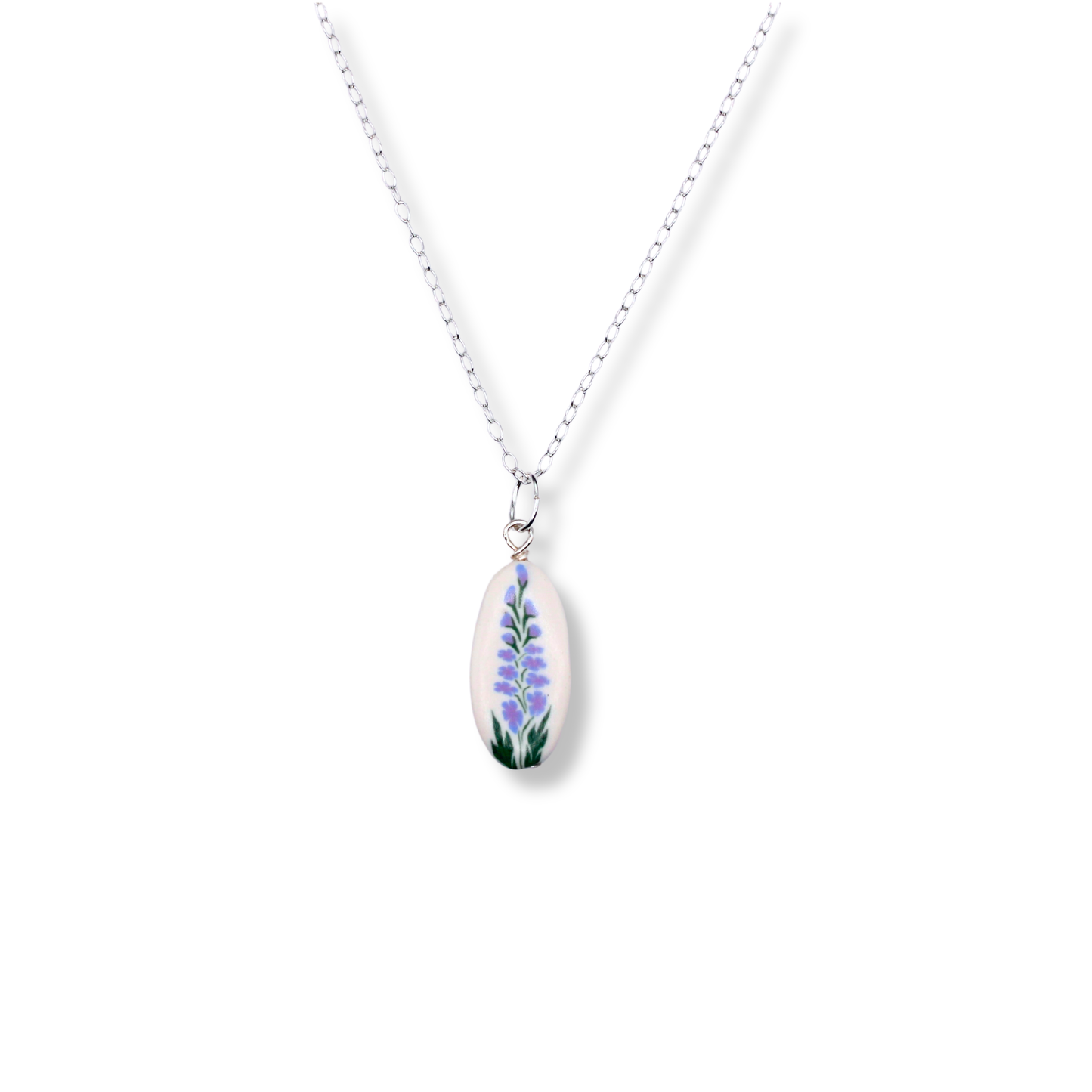 July Birth Month Flower Necklace - Light Purple Larkspur