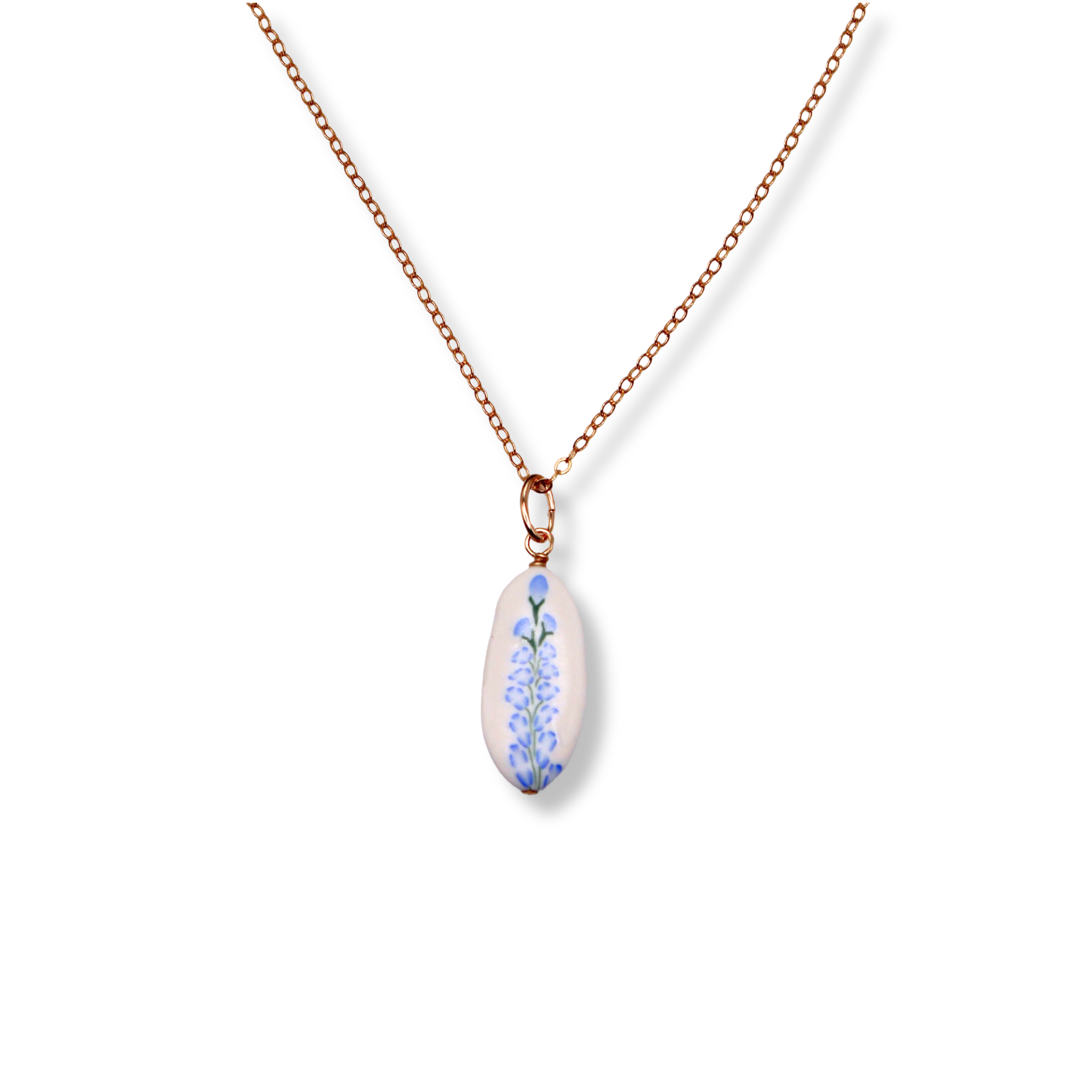 July Birth Month Flower Necklace - Light Blue Larkspur