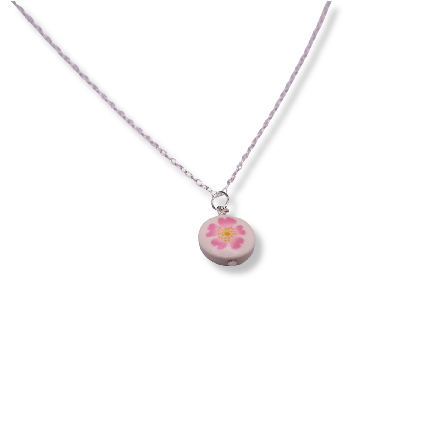 June Birth Month Flower Necklace - Light Pink Flower