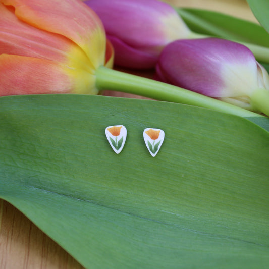 Orange Tulip Studs