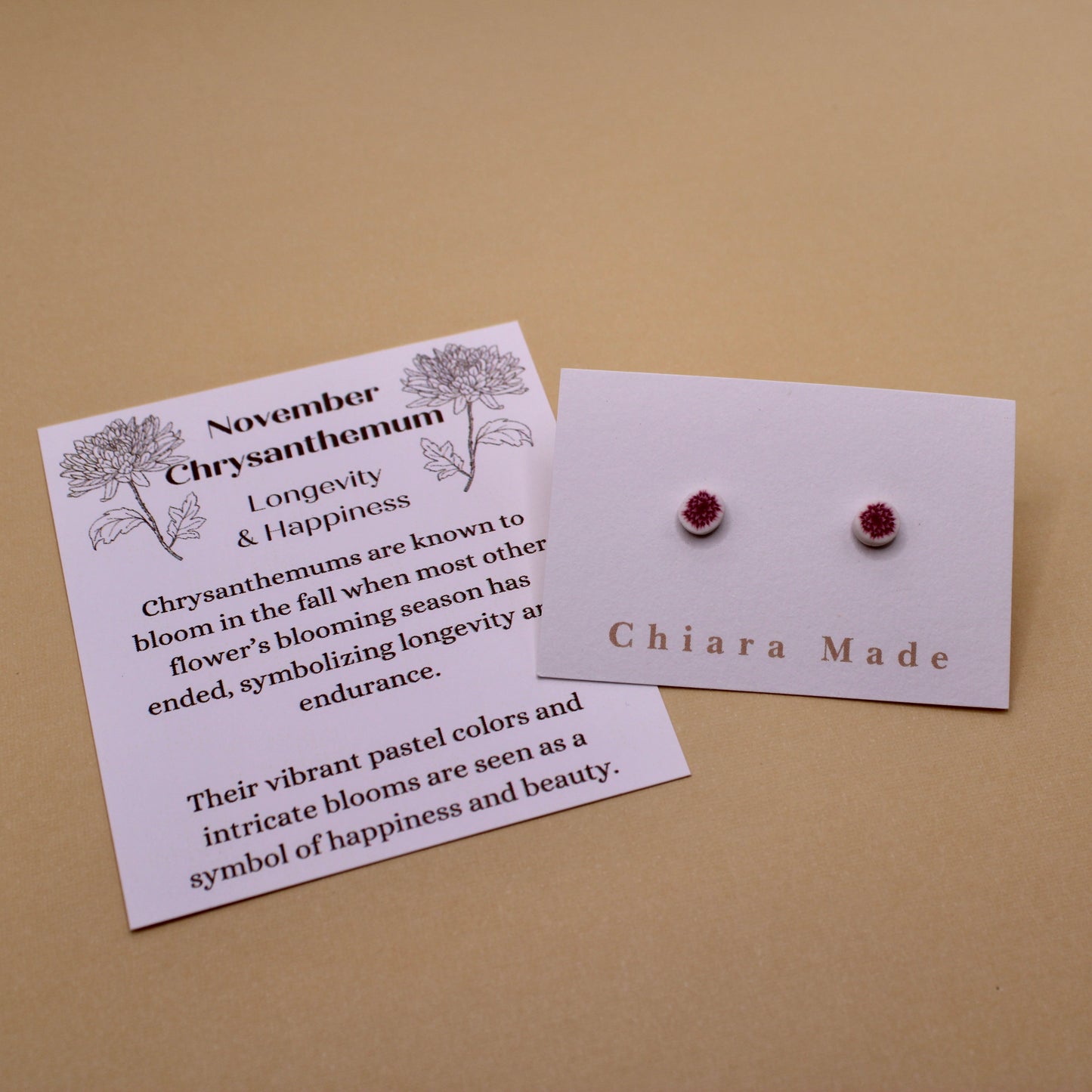 November Birth Month Flower Studs