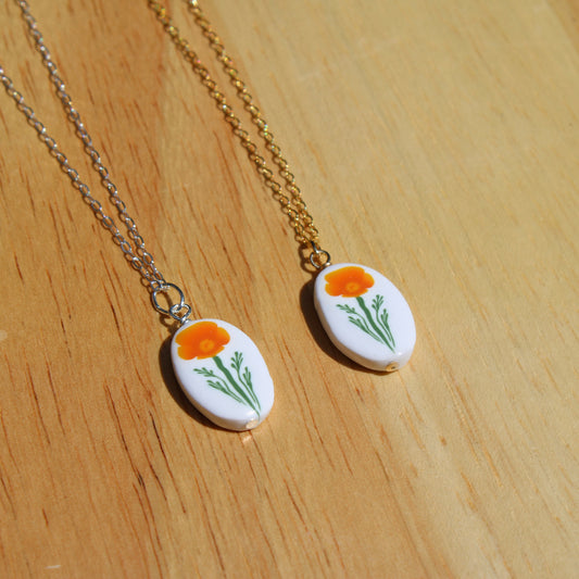 California Poppy Necklace