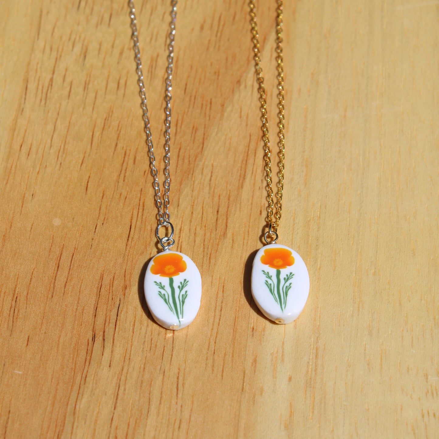 California Poppy Necklace