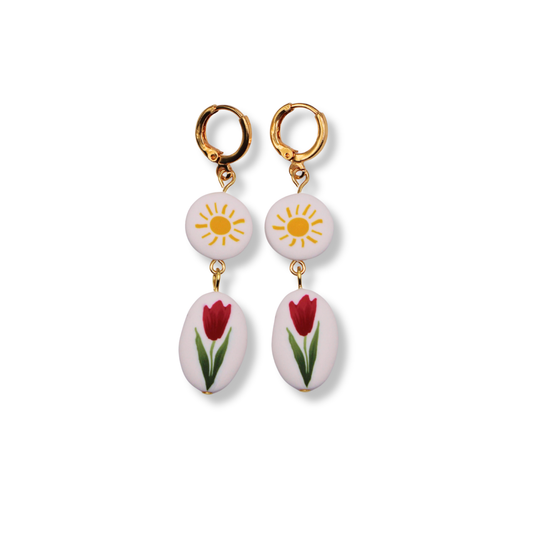 Magenta Tulip and Sun Hoops