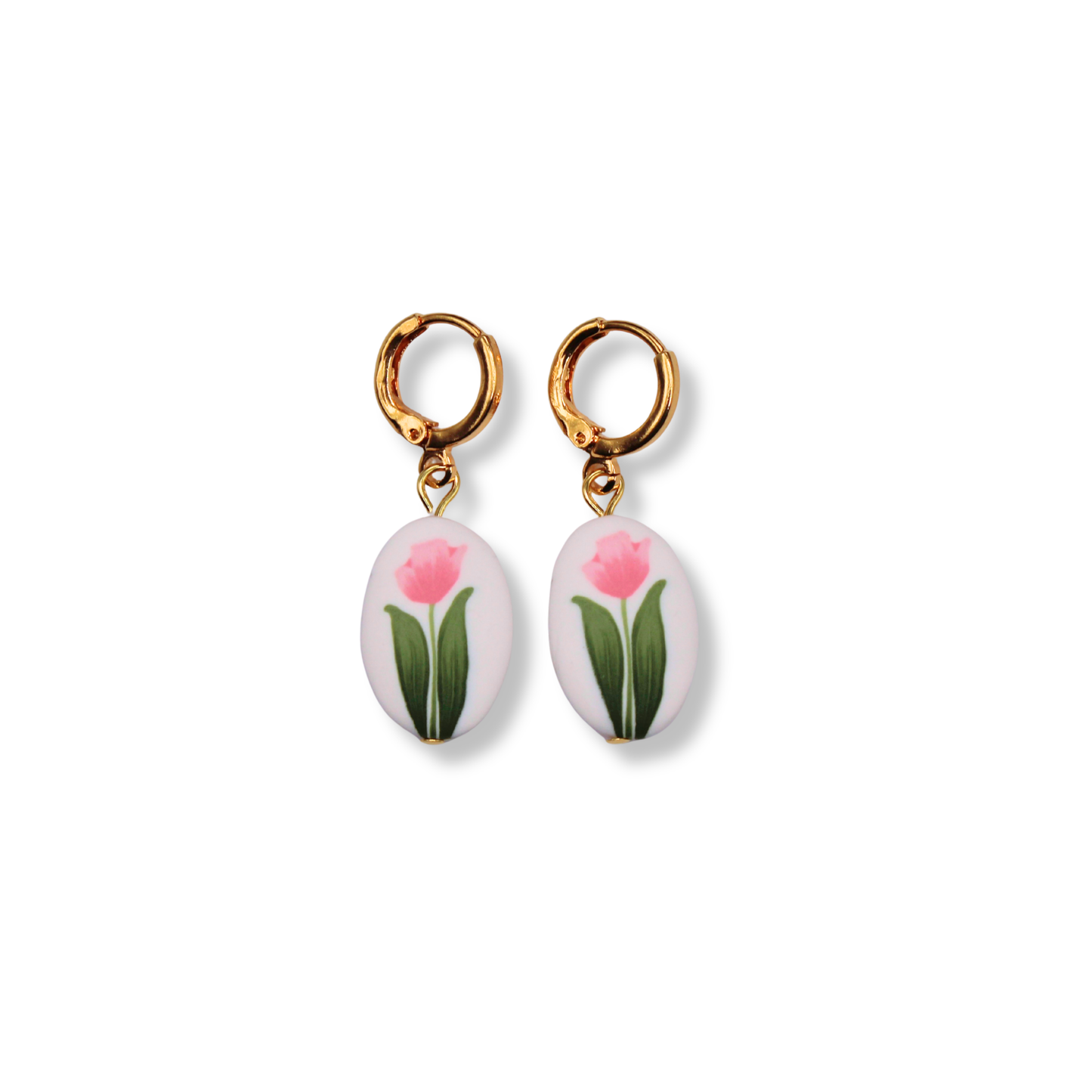 Pink Tulip Hoops