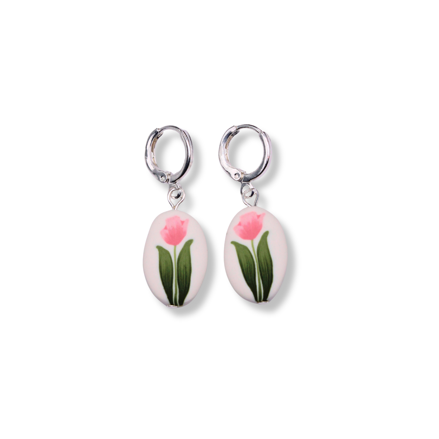 Pink Tulip Hoops