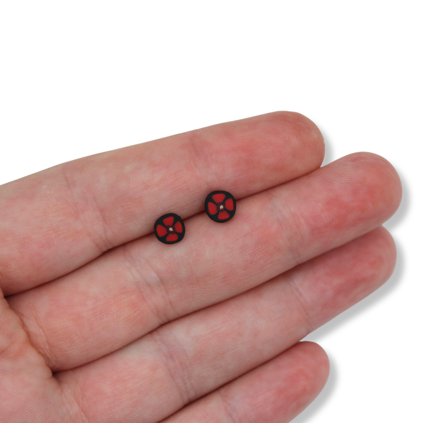 Red Poppy Studs