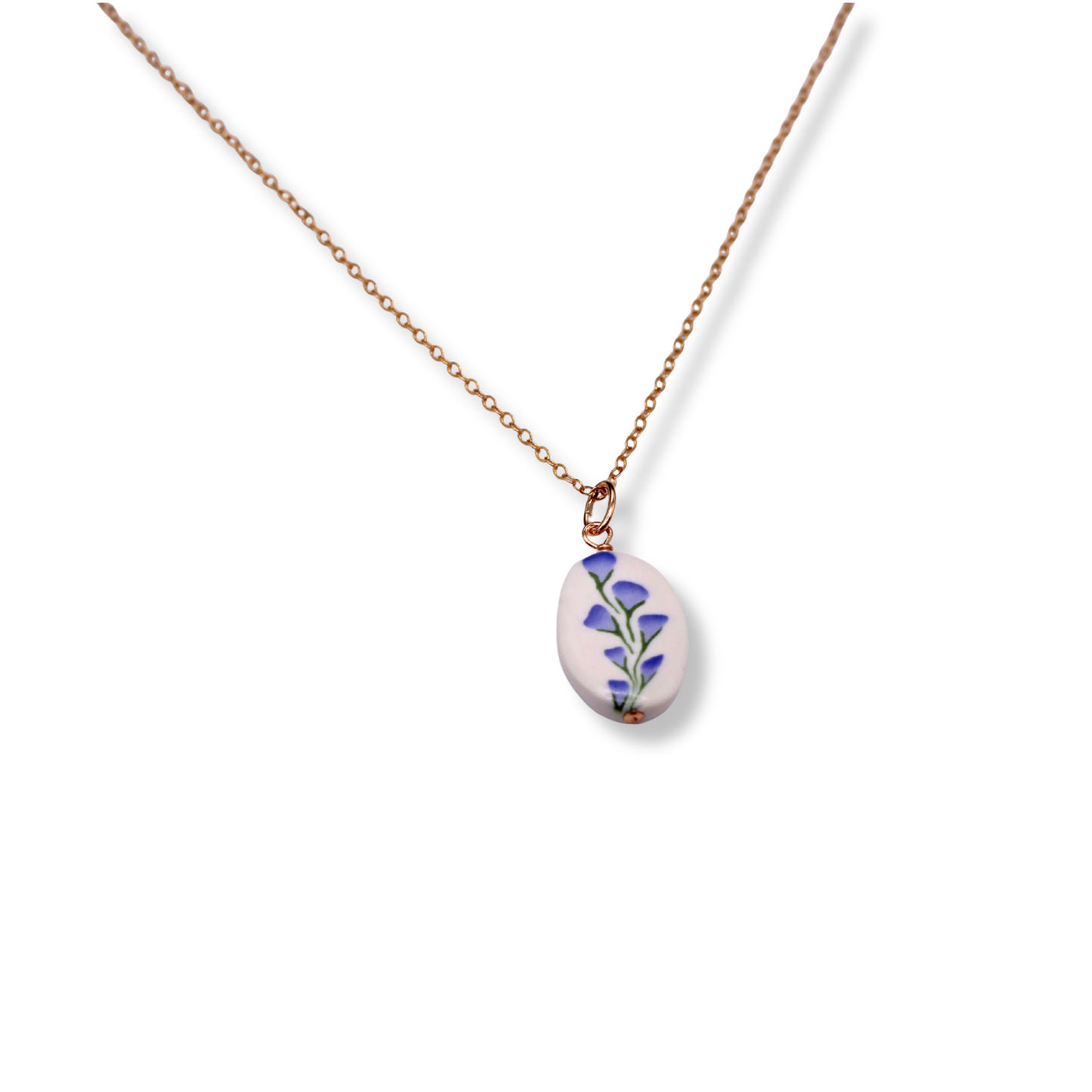 April Birth Month Flower Necklace - Blue Flower