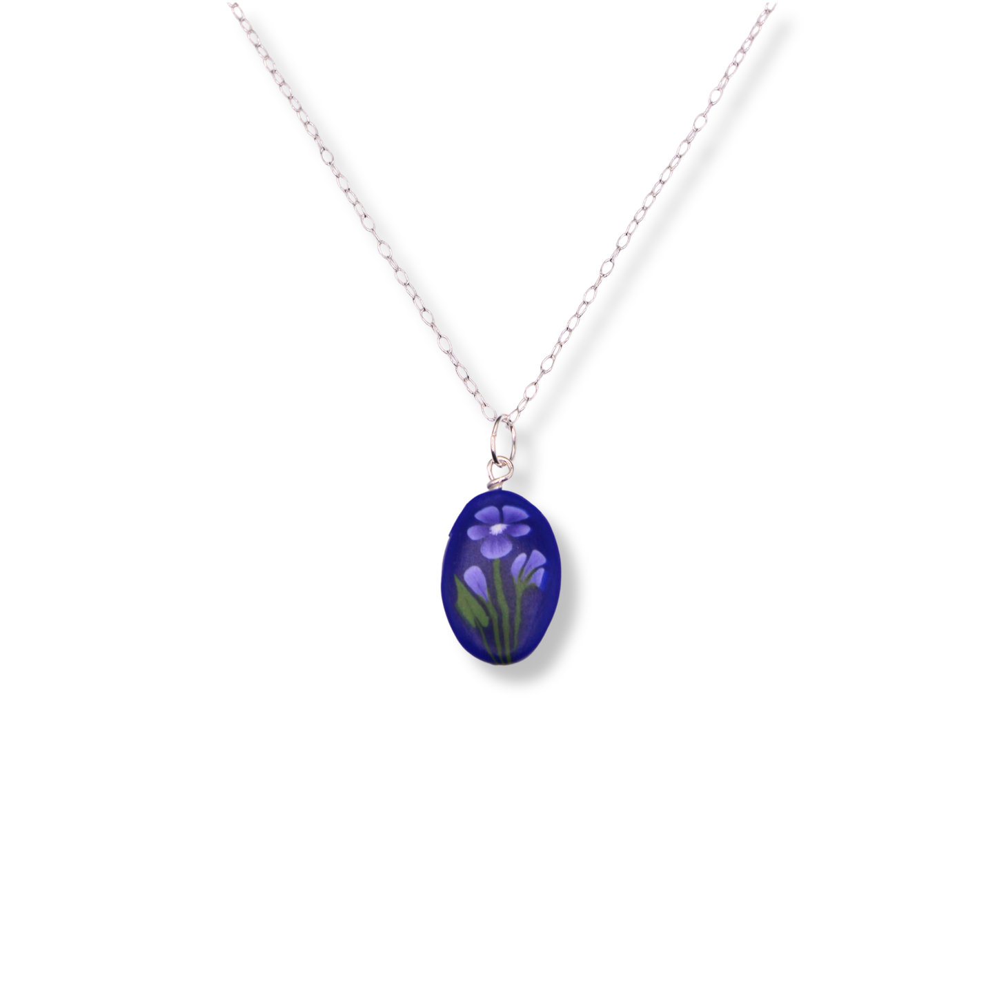 February Birth Month Flower Necklace - Oval Pendant