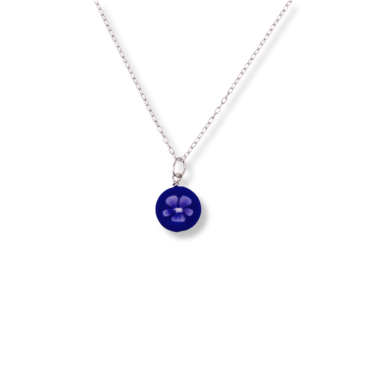 February Birth Month Flower Necklace - Circle Pendant