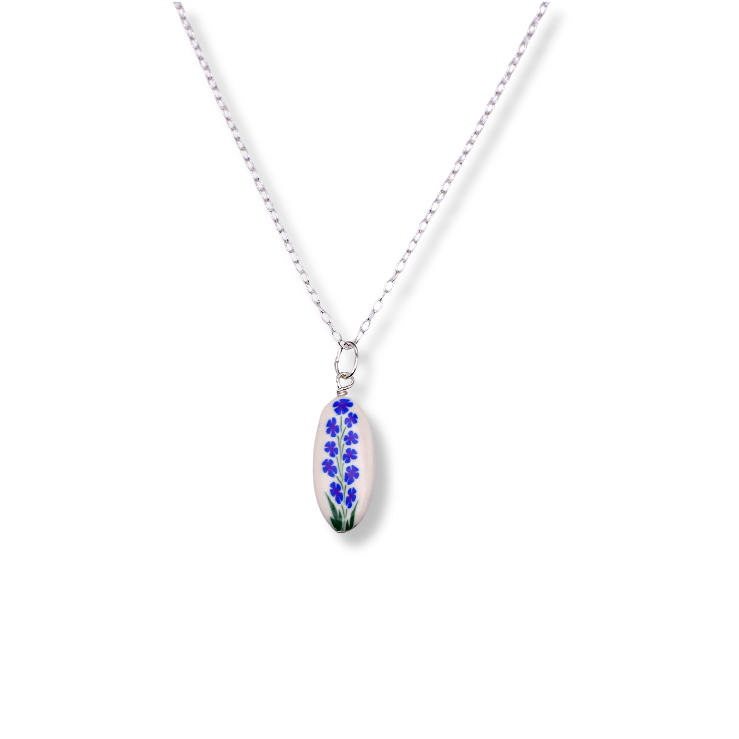 July Birth Month Flower Necklace - Dark Blue Larkspur