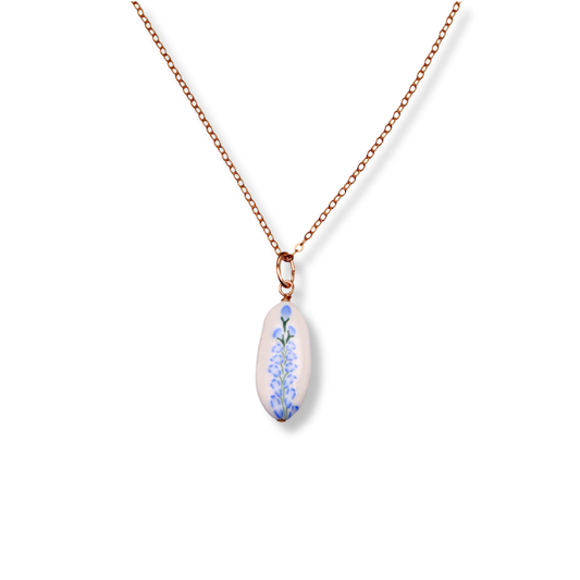 July Birth Month Flower Necklace - Light Blue Larkspur