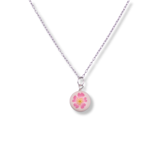 June Birth Month Flower Necklace - Light Pink Flower