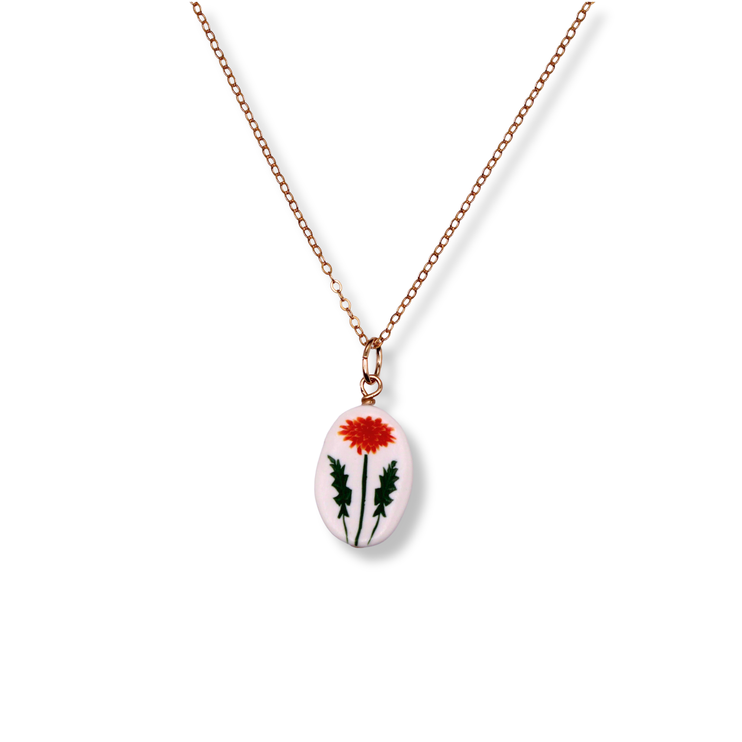 November Birth Month Flower Necklace - Orange Chrysanthemum