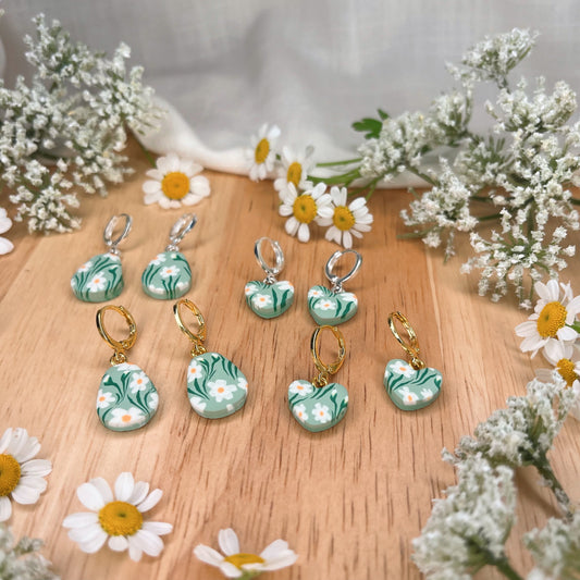March Daffodil charm hoop earrings