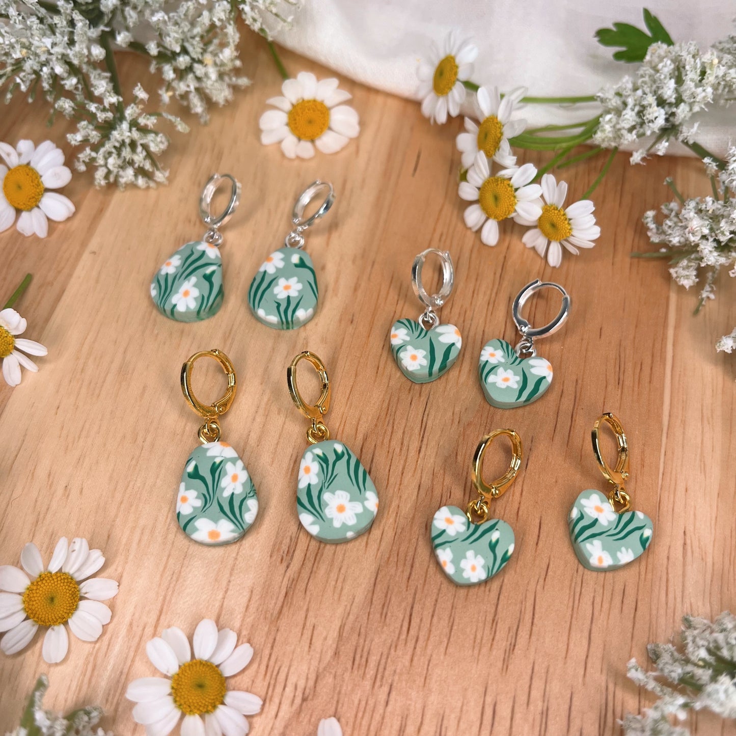 March Daffodil charm hoop earrings