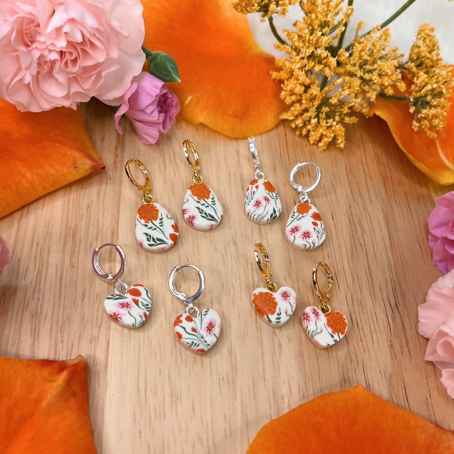 October charm hoop earrings